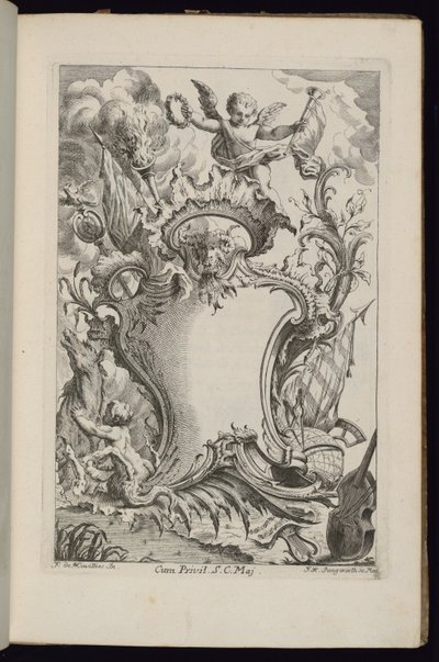 Cartouche with a Genius, Book of Cartouches for Different Uses by François de Cuvilliés the Elder