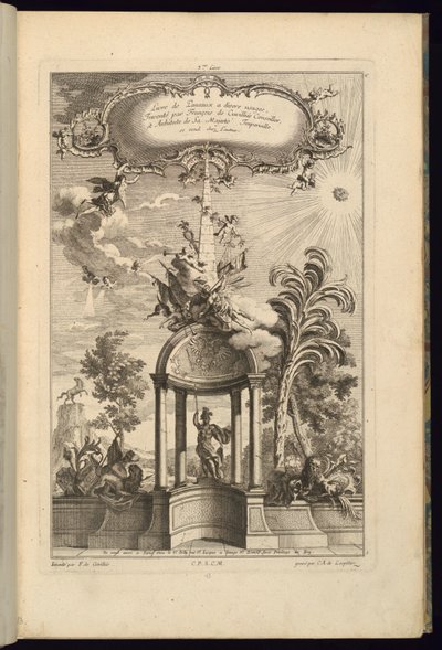 Design for Panels with Tempietto with Minerva, Crowned by an Obelisk and Victory by François de Cuvilliés the Elder