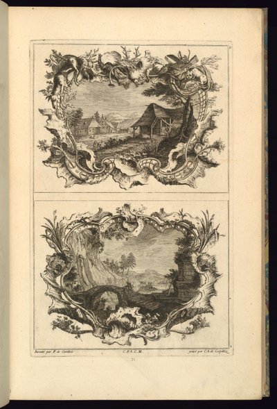 Design for Two Cartouches by François de Cuvilliés the Elder