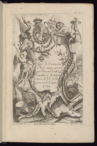Title Page, Book of Cartouches for Different Uses by François de Cuvilliés the Elder