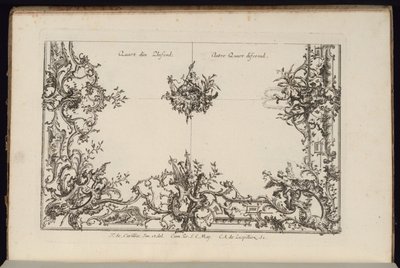 Two Quarters of a Ceiling, New Book of Irregular Ceilings by François de Cuvilliés the Elder