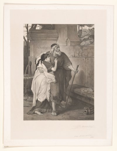 Blind Oedipus Led by Antigone by François de Meersman (signed by artist)