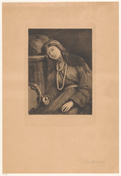 Resting Musician with Castanets and Tambourine (Mignon) by François de Meersman (signed by artist)