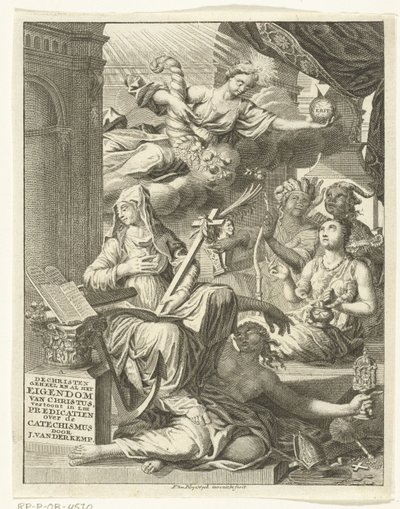 Allegory with Female Personifications of Truth and Virtues and Vices (Title Page for: Johannes van der Kemp, The Christian Entirely the Property of Christ in Life and Death, Shown in Fifty-Three Sermons) by François van Bleyswijck
