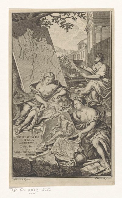 Allegory on Geometry (Title Page for: Pomponius Mela and Abraham Gronovius, Pomponii Melae de situ orbis libri III, 1782) by François van Bleyswijck