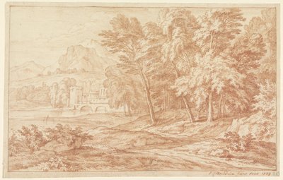 Landscape with River and Bridge with Round Tower by Frans Boudewijns