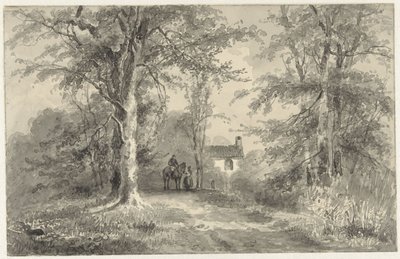 Avenue Between Trees with Rider and Woman by Frans Breuhaus de Groot