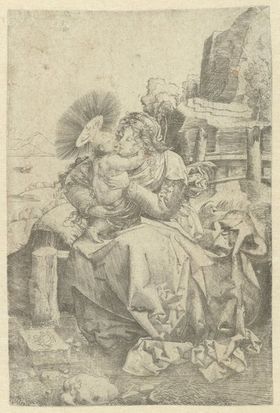 Madonna with Child in a Landscape by Frans Crabbe van Espleghem