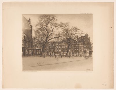 View of the Noordermarkt in Amsterdam by Frans Everbag (signed by artist)