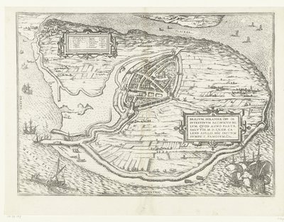 Map of the Island of Voorne and Plan of Brielle, 1572 by Frans Hogenberg