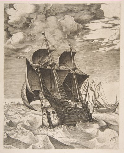 A Dutch Hulk and a Boeier from The Sailing Vessels, 1565 by Frans Huys