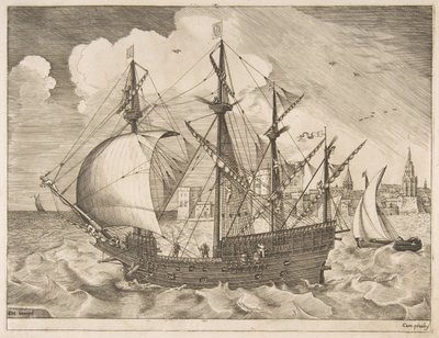 Armed Four-Master Putting Out to Sea from The Sailing Vessels by Frans Huys