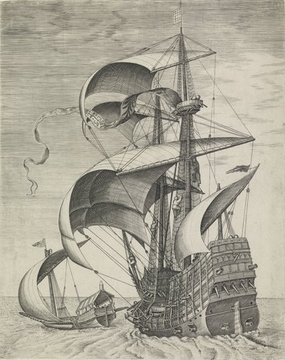 A Warship Accompanied by a Galley by Frans Huys