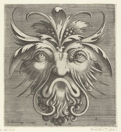 Mask with a Beard with Curls, Ingenious Portrayal of Various Types of Masks (series title) by Frans Huys