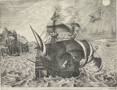 Sailing Ship with the Fall of Icarus (Sailing Ships) by Frans Huys