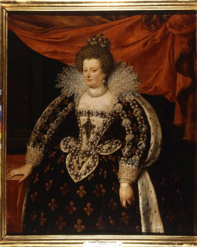 Portrait of Mary of Medici (1573 - 1642), wife of Henry IV and mother of Louis XIII. Painting by Frans Pourbus Le Jeune by Frans II Pourbus