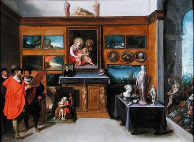 An Interior with a collection of Paintings by Frans II the Younger Francken