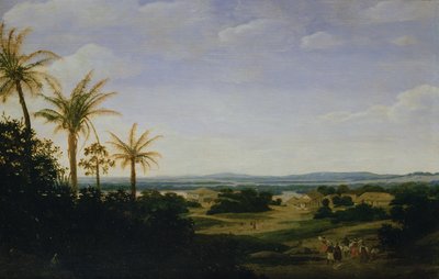 Brazilian Landscape with the Portuguese Residence, the Church and the Casa Granda, the River Varzea Beyond by Frans Post