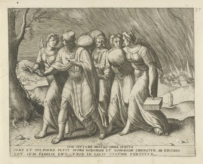 Lot Leaving Sodom from Cum Ultione Misericordia Juncta, History of Lot by Frans Menton