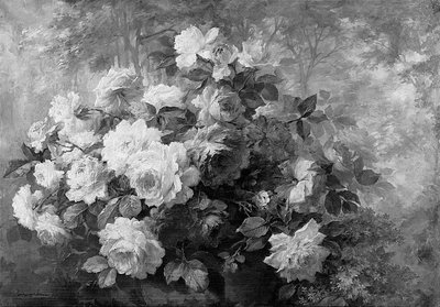 A Bunch of Roses in a Wooded Landscape by Frans Mortelmans