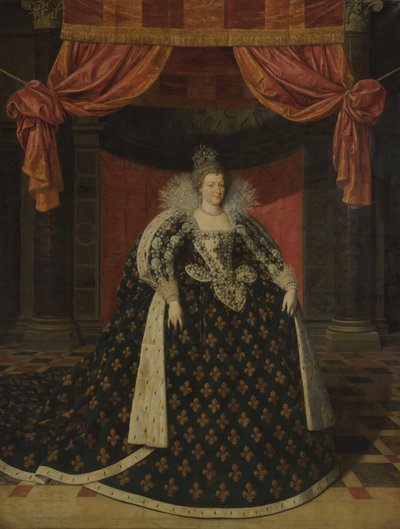 Portrait of Marie de Médicis, Queen of France, in Robes of State by Frans Pourbus (II) (workshop of)