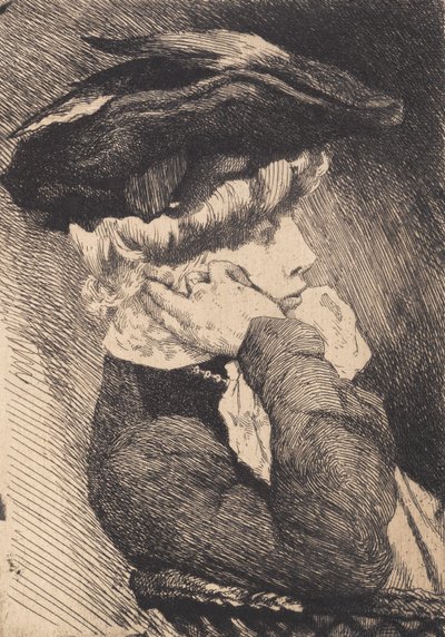 Bust of a Seated Young Lady with Hat, Sharp Profile by Frans Schwartz