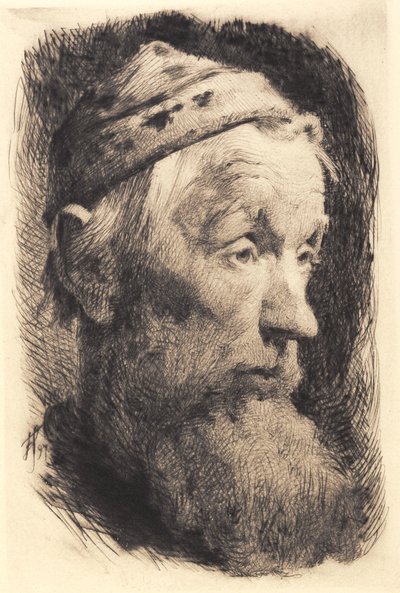 Old Man with White Woolen Cap, Profile to the Right by Frans Schwartz