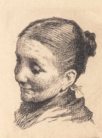 Head of an Elderly Woman, Turned to the Left, with Downward Gaze by Frans Schwartz