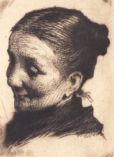 Head of an Elderly Woman, Turned to the Left, with Downward Gaze by Frans Schwartz