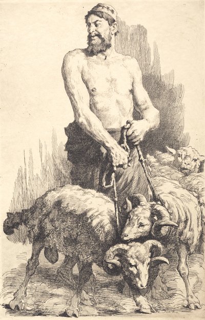 The Shepherd with the Rams by Frans Schwartz