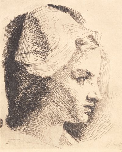 Sample Plate: Profile of a Young Woman with a Pointed Hat by Frans Schwartz