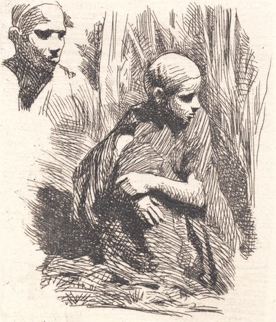 Seated Oriental. A Head in the Corner by Frans Schwartz