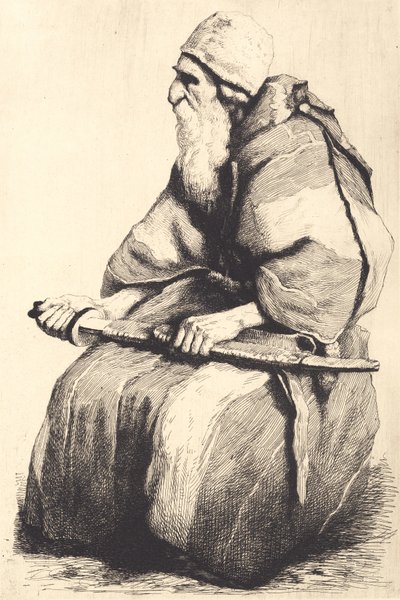 Study Figure: Old Bearded Man in Oriental Garb by Frans Schwartz