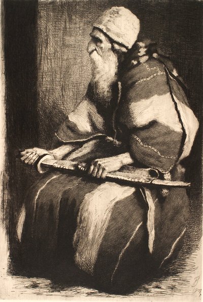 Study Figure: Old Bearded Man in Oriental Garb by Frans Schwartz