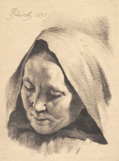 Elderly Woman with a Hood Over Her Head by Frans Schwartz