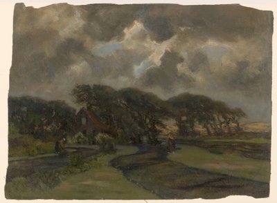 House Near Tree Edge and Women with Fishing Nets by Frans Smissaert