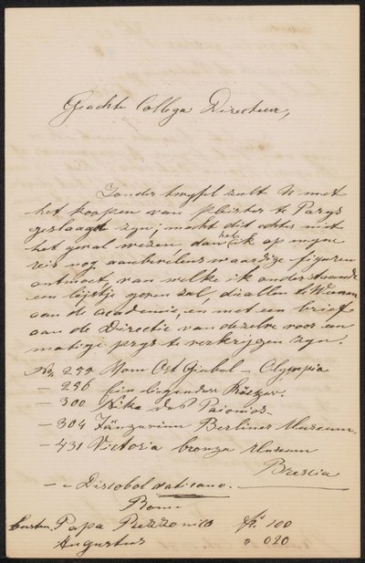 Letter to August Allebé by Frans Stracké