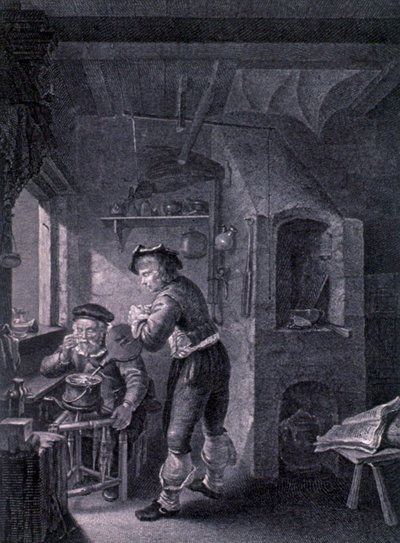 A 17th Century Laboratory by Frans van (after) Mieris