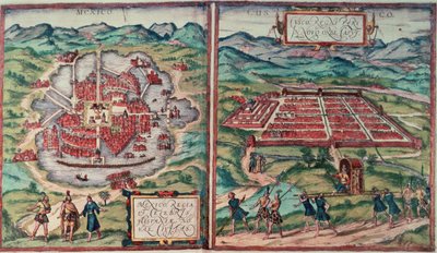 Plans of Mexico City, Mexico and Cusco City, Peru (from Carl Nebel