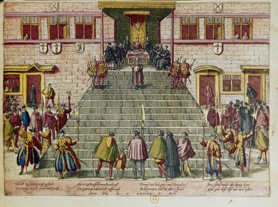 Reading of the Act of Clemency on 05/04/1574 in Brussels: William I of Orange-Nassau, Prince of Orange, nicknamed William the Silent (1533-1584) initiator of the revolt against Philip II of Spain known as the Four Twenty Years