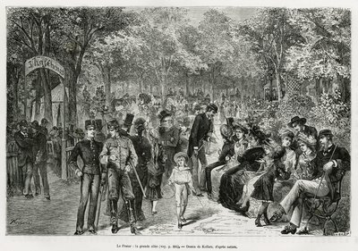The Prater: the great walkway. Engraving by Kollarz, to illustrate the story Vienna and its suburbs, by M. Newlinski, in 1881, published in the Tour du monde, under the direction of Edouard Charton (1807-1890) by Franz (after) Kollarz