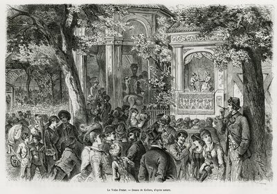 The Volks Prater: popular part of the main Prater, offering numerous distractions, circus, orchestra and puppet show. Engraving by Kollarz, to illustrate the story Vienna and its suburbs, by M. Newlinski, in 1881, published in the Tour du monde by Franz (after) Kollarz