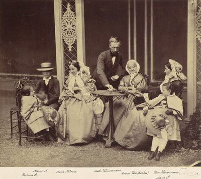 Group Portrait of Five Adults and Two Children in a Garden by Franz Antoine