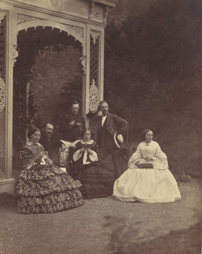 Portrait of Three Women and Men in a Garden, 1850s-60s by Franz Antoine