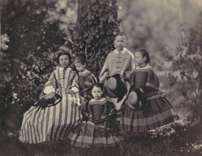 Seated Lady in Striped Dress with Four Little Girls by Franz Antoine