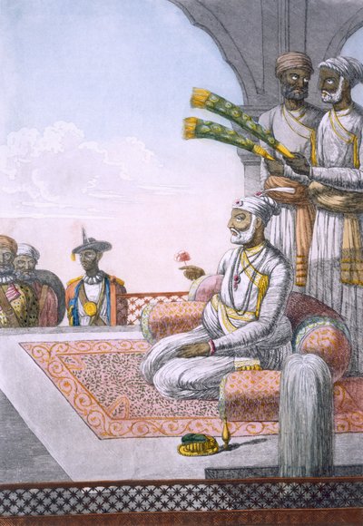 A Rahjah with attendants by Franz Balthazar Solvyns