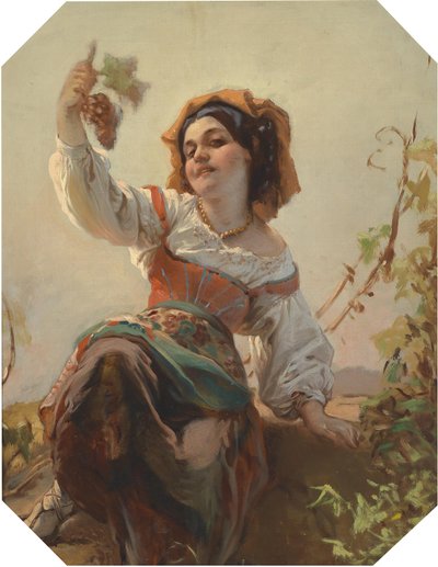 Italian Girl with Grapes by Franz Dobiaschofsky
