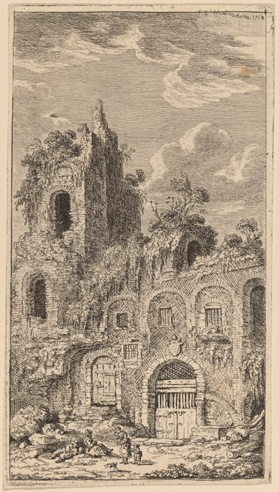 Fragment of the Old City Wall at San Giovanni Laterano by Franz Edmund Weirotter