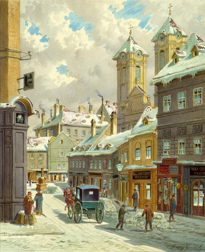 The Neustiftgasse in Vienna with the Ulrichskirche by Franz Gerasch