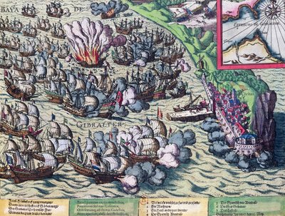 Fighting off the Coast of Gibraltar, Printed on 25th May 1607 by Franz Hogenberg